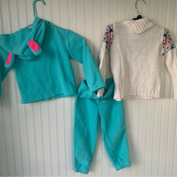 Easter Bunny Fun w/Wonderkids 3T Fleece Set - Teal & White & Place Sweater - Picture 9 of 9